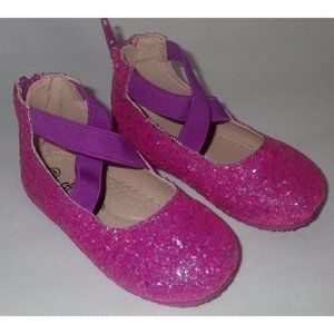 A Bear Company Girls‎ Ballet Shoes Flats Size 6 purple sparkle Cross Front zip